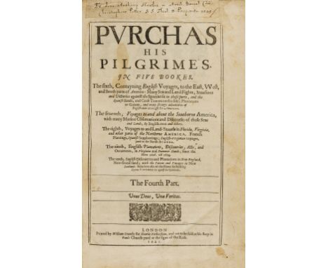 World.- Purchas (Samuel) Purchas his Pilgrimes. In Five Books..., 5 vol. including vol.5: Purchas His Pilgrimage, first editi