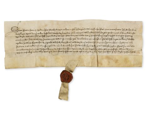 Talbot (John, second Earl of Shrewsbury and second Earl of Waterford, magnate, c. 1413-1460).- Deed of gift from Ranulf Broml