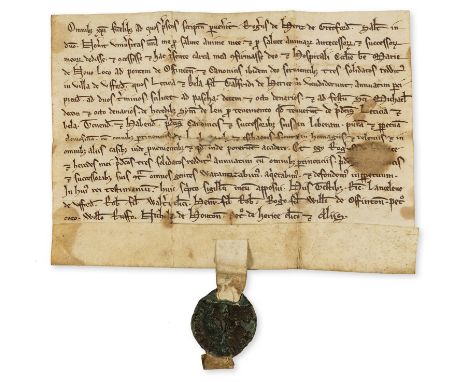 Lincolnshire &amp; Cambridgeshire.- Charter, Roger de Heriz of Gretford for the salvation of his soul and the souls of his an