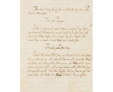 Cookery &amp; Medical.- Pennington (Mrs) The Housewife's Companion [Collection of recipes], manuscript, 44pp. excluding blank