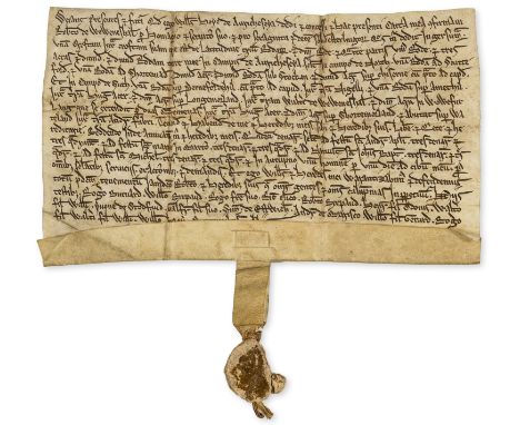 Bedfordshire, Arlesey.- Charter, William Hoye conveys for 67 shillings to Robert Weweneshale a croft three roods, three and a