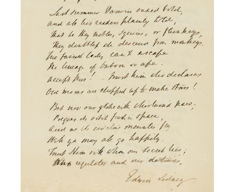 Darwin.- Sidney (Edwin, Rev., Vicar of Little Cornard, near Sudbury, Suffolk, amateur scientist, author of The Life of the Re
