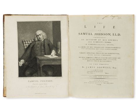 Boswell (James) The Life of Samuel Johnson, 2 vol., first edition, second issue, engraved portrait frontispiece by J. Heath a