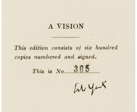 Yeats (William Butler) A Vision: An Explanation of Life Founded upon the Writings of Giraldus and upon Certain Doctrines attr