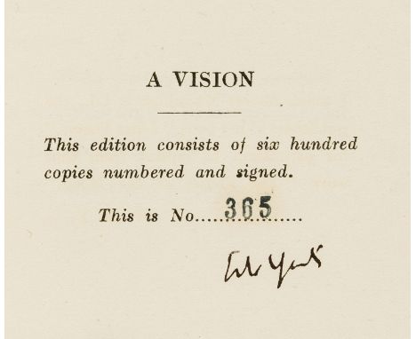 Yeats (William Butler) A Vision: An Explanation of Life Founded upon the Writings of Giraldus and upon Certain Doctrines attr