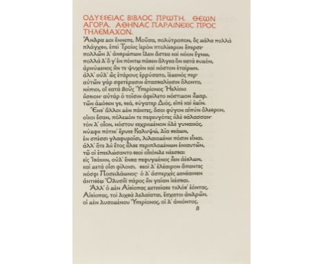 Proctor (Robert).- Homer. Odysseia [graece], one of 225 copies, printed in red and black in Robert Proctor's "Otter" Greek ty