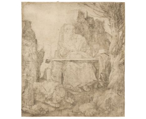Albrecht Dürer (1471-1528) St. Jerome by the Pollard Willow, drypoint, 1512, a somewhat faint yet delicate impression of Mede