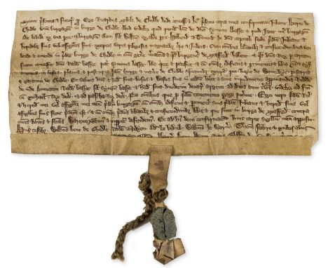Staffordshire, Cheadle. Charter grant by Richard Sibille of Cheadle to Lord Simon Basset a burgage tenement in Cheadle and to