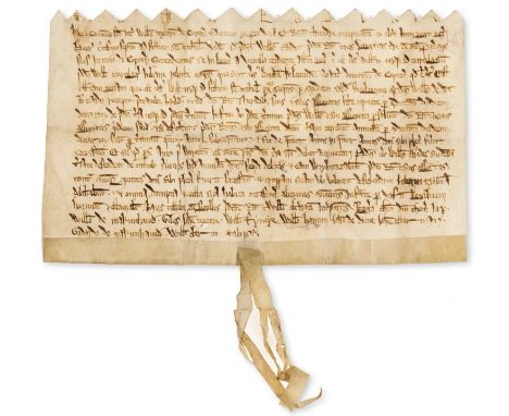 Medieval Kent weaver.- Indenture, William the weaver of Copton [?Copton and Stone near Faversham] mortgage to Richard Thundre