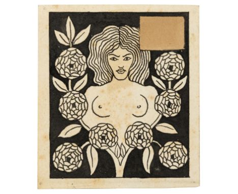 Beardsley (Aubrey) Roses encircling a Bust of a Female Figure, original illustration for Le Morte d'Arthur, pen and Indian in