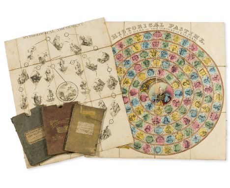 Game.-  Historical Pastime. A New Game of the History of England, hand-coloured engraved sheet of clockwise spiral of small c