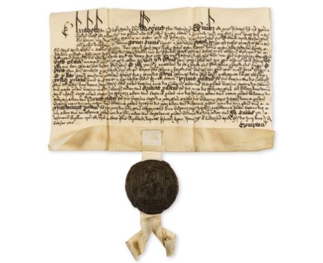 Elizabeth I (Queen of England and Ireland, 1533-1603) Chancery document agreement between Henry Brampton and Thomas Gyles of 