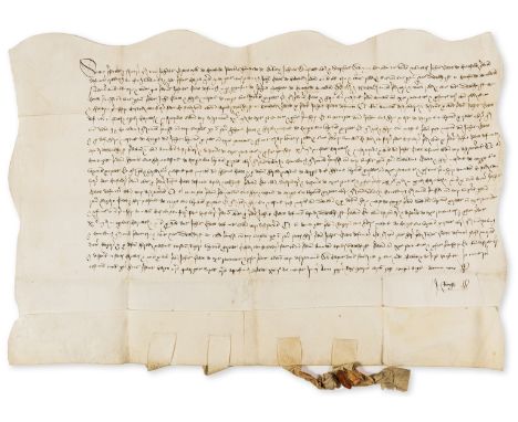 Sussex.- Charter, John Gratewyke of Cowfold, James Holmwade of Bolney, John Tunstall, Stephen Davy grants to John Bate of Cow