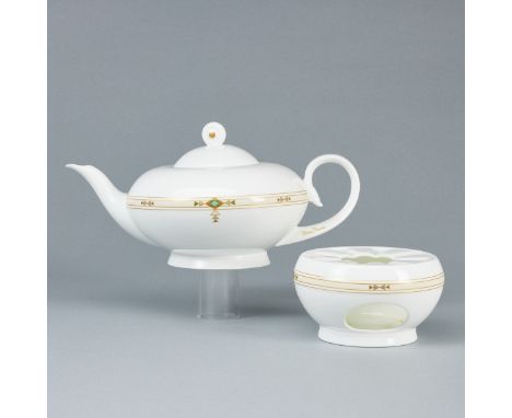 Teekanne und Stövchen Montserrat - Paloma Picasso.Heinrich / Villeroy &amp; Boch, Mettlach um 1990. Bone China, heller Scherb