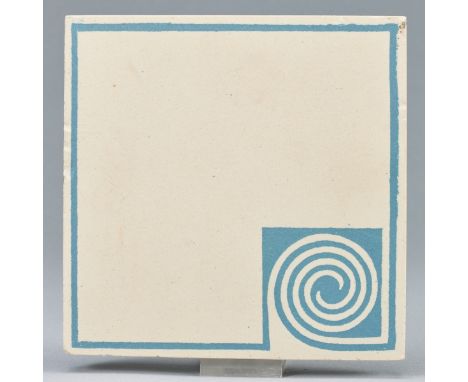 Art Nouveau Bodenfliese - Peter BehrensVilleroy &amp; Boch, Mettlach um 1903. Steingut, heller Scherben. In Blau Tönen. Krake