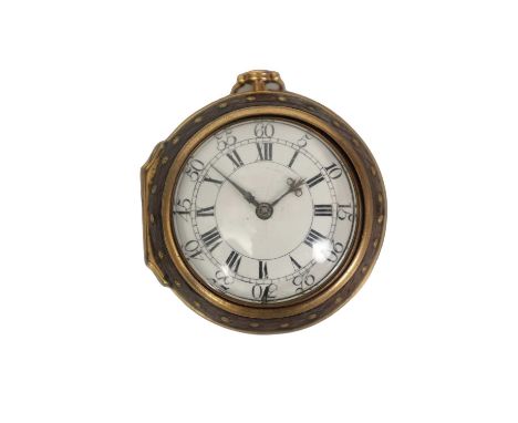 THOMAS TOMPION &amp; EDWARD BANGER, LONDON. AN EARLY 18TH CENTURY VERGE POCKET WATCH the snake skin covered pique work outer 