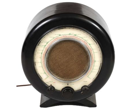 A 1940’S TYPE A22 ECKO RADIO the circular black bakelite case and cream dial surrounding a central speaker36cm high In very g