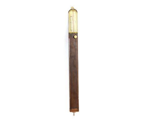 BRADY &amp; MARTIN LTD. NEWCASTLE ON TYNE A 19TH CENTURY ROSEWOOD STICK BAROMETER the plain rectangular case with chamfered s