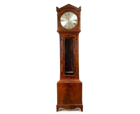WILLIAM MEREDITH, MERTHYR. A 19TH CENTURY SILVERED DIAL DOMESTIC REGULATOR CLOCK the figured mahogany case with architectural