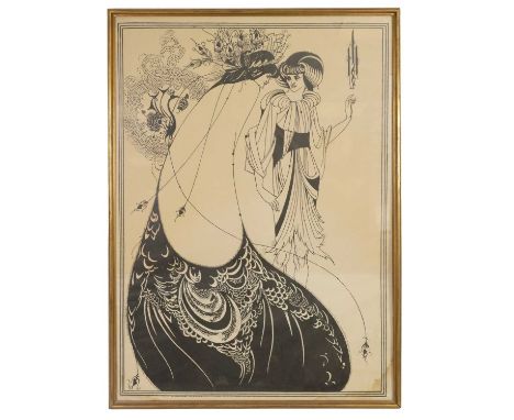 A VINTAGE PRINTED POSTER BY AUBREY BEARDSLEY “THE PEACOCK SKIRT” depicting two stylised ladies, by Gallery Five PUI/II "The P