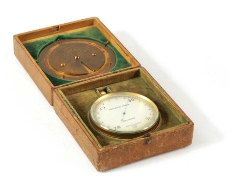 A CASED EDWARDIAN NEGRETTI &amp; ZAMBRA WEATHER FORECASTER AND BAROMETER a rare instrument in its original pig skin leather c