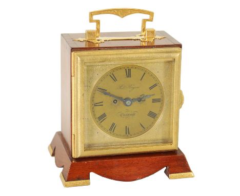 ROBERT BRYSON, EDINBURGH. A SMALL LATE 19TH CENTURY DOUBLE FUSEE CARRIAGE TYPE MANTEL CLOCK the ormolu mounted mahogany case 