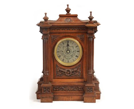 E. DENT &amp; CO. 61, STRAND, LONDON. A LATE 19TH CENTURY CARVED MAHOGANY DOUBLE FUSEE MANTEL CLOCK the case with floral carv