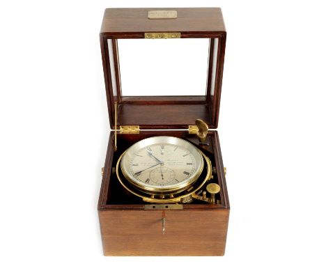 THOMAS MERCER, ST. ALBANS. No. 923. A MID 20TH CENTURY EIGHT-DAY MARINE CHRONOMETER the brass gimballed drum-shaped case encl