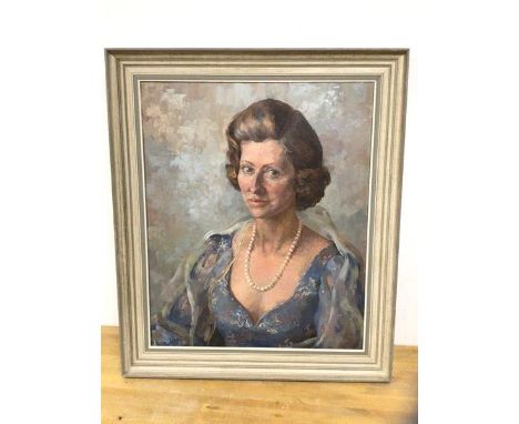 Mary Harrison, portrait of Mrs Jean, oil, signed and dated '72 top left, measures 59.5cm x 49cm