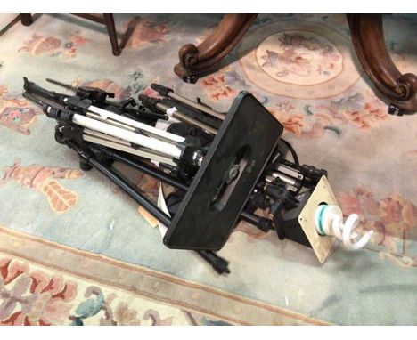 A group of photographic equipment such as tripods, lamp etc a/f (a lot)