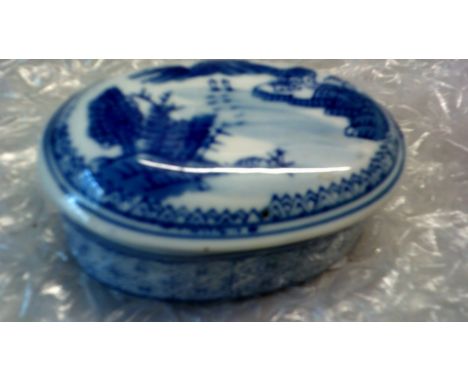 Vintage Blue + White - Japanese Trinket Dish with lid-nice lot