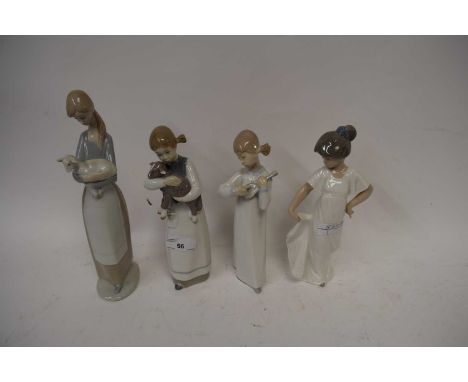 THREE VARIOUS LLADRO FIGURES TOGETHER WITH A FURTHER NAO FIGURE (4)