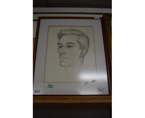 British, contemporary, male portrait study, pencil, Inscribed on verso "Portrait of Julian-Aged 17", indistinctly signed, fra