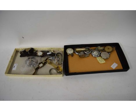 COLLECTION OF VARIOUS POCKET AND WRIST WATCHES PLUS FURTHER WHISTLE, MOTHER OF PEARL HANDLED SPOON ETC