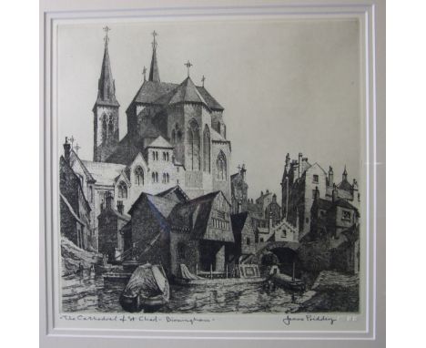 James Priddy RBSA (1916-1980), 'The Cathedral of St Chad, Birmingham', etching, signed and titled in pencil in the mount, ins
