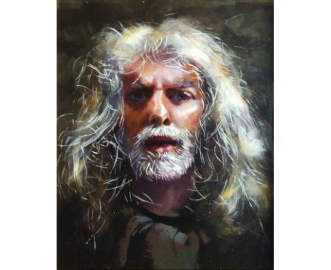 Robert Oscar Lenkiewicz (1941-2002) SELF PORTRAIT Oil on board, twice-signed in black and red and titled within original blac