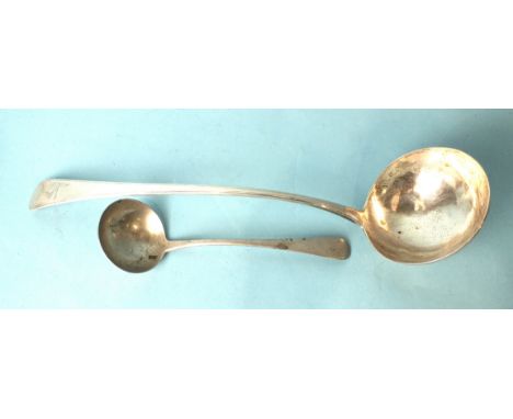 A George III Old English pattern ladle, London 1785, maker RC, ___6.5oz, engraved with crest and a Scottish Old English patte