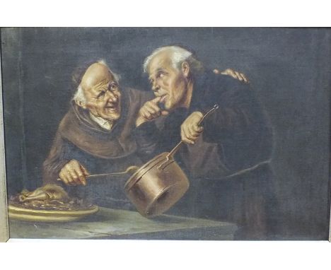 19th Century Continental School TASTING THE GRAVY, (two&nbsp; monks, one holding a copper saucepan, the other a ladle), Unsig