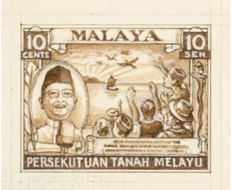 Leonard Douglas Fryer (British, 1891-1965), British Empire - Malayan Federation - 1957 Independence Day issue: 10c bistre bro