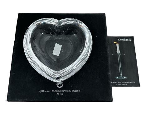 Orrefors – Heart shaped Orrefors glass candle holder. With Orrefors inscription to base. 