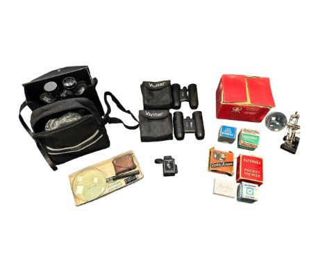 4x Binoculars which comprise of 2 Vivitar 4x15 binoculars, 1x Draper 12x50 binoculars and 1x Mark Scheffel 20x50 extra wide b