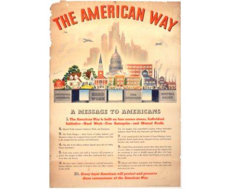 Original vintage propaganda poster: The American Way - A Message to Americans - Individual Initiative, Hard Work, Free Enterp