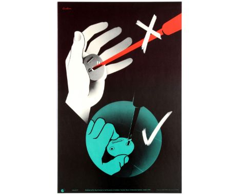 Propaganda original vintage poster The right way to screw. The Royal Society for the Prevention of Accidents (RoSPA) is a Bri