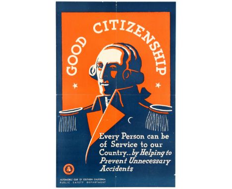 Original vintage public safety poster Good Citizenship released by the Automobile Club of Southern California. Good condition