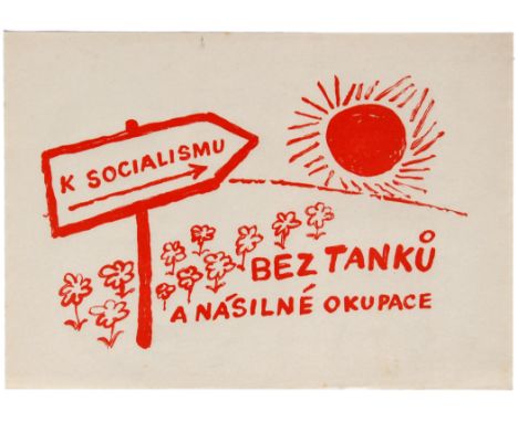 Original vintage Soviet propaganda poster K Socialismu - To socialism without tanks and violent occupation. The Prague Spring