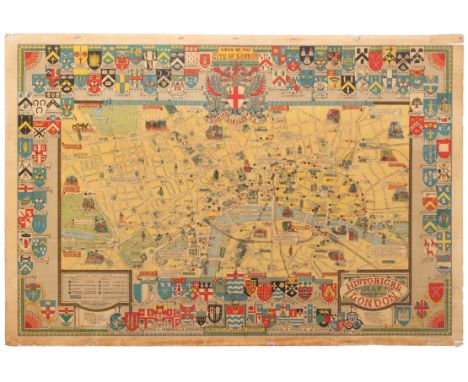 Original vintage map poster of the capital of England -Historical Map of London - by the notable cartographer and pictorial m