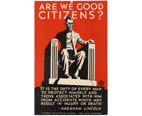 Original vintage Art Deco public safety poster Are We Good Citizens? released by the Automobile Club of Southern California. 
