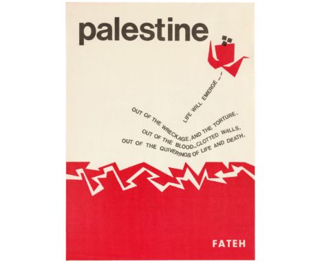 Original vintage propaganda poster - Palestine Fateh - Life Will Emerge.  Published by FATAH (Palestinian National Liberation