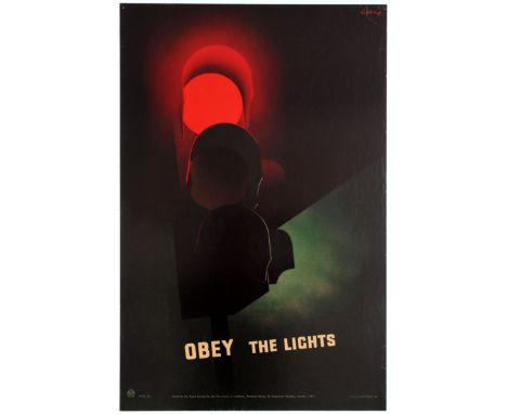 Propaganda original vintage poster Obey the Lights. The Royal Society for the Prevention of Accidents (RoSPA) is a British ch