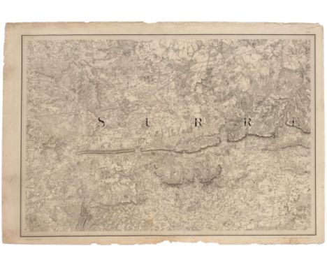 Original antique engraving map of Surrey - Surre. Good condition, paper losses on margin, creases on margin, tears on margin,